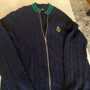Ralph Lauren Size L Knit Bomber Sweater Blue